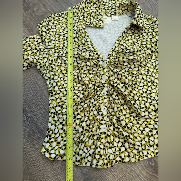 Maeve by Anthropologie Collared Long Sleeve Ruched Button Up Blouse Small - Picture 7 of 9